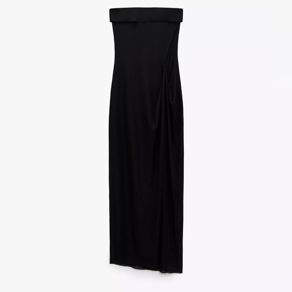 Zara mesh strapless black dress